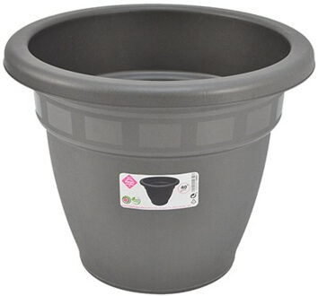 Hega hogar Bloempot/plantenbak - grijs - kunststof - D40 cm - rond - plantenpot/bloembak