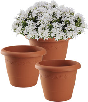Hega hogar Bloempot/plantenpot - 3x - D35 cm x H29 cm - terra cotta kunststof