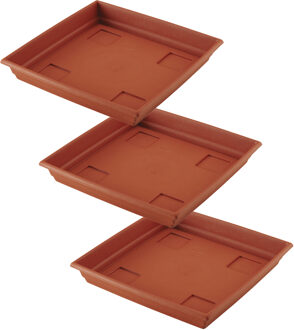 Hega hogar Bloempot/plantenpot - 3x - terra cotta - onderschaal/opvangbord - kunststof - diameter 31 cm