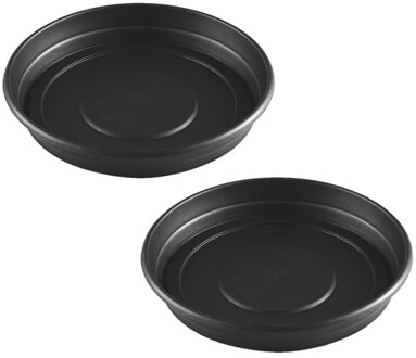 Hega hogar Bloempot/plantenpot onderschaal - 2x - antraciet - diameter 35 cm - kunststof