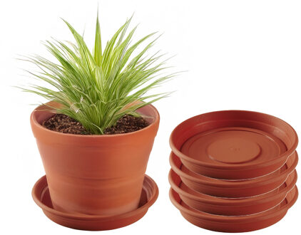 Hega hogar Bloempot/plantenpot onderschaal - 5x - D43 cm - terra cotta kleur - kunststof