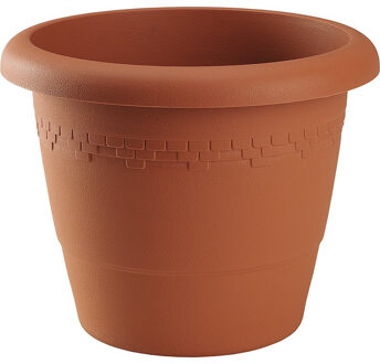 Hega hogar Bloempot/plantenpot - terra cotta - rond - kunststof - D35 x H29 cm - Buiten gebruik - Plantenpotten Bruin