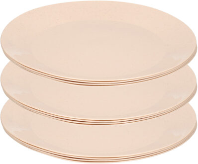 Hega hogar Borden - 24x - eco beige - D21 cm - afbreekbaar bio materiaal - ontbijtbordjes - dinerborden