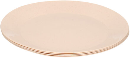 Hega hogar Borden - 4x - eco beige - D21 cm - afbreekbaar bio materiaal - ontbijtbordjes - dinerborden