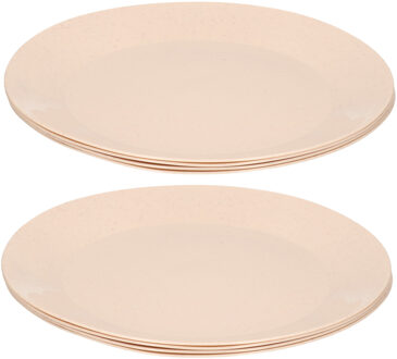 Hega hogar Borden - 8x - eco beige - D21 cm - afbreekbaar bio materiaal - ontbijtbordjes - dinerborden
