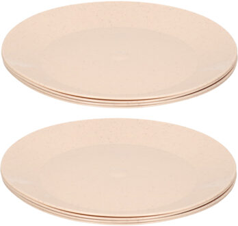 Hega hogar Borden - 8x - eco beige - D26 cm - afbreekbaar bio materiaal - ontbijtbordjes - dinerborden