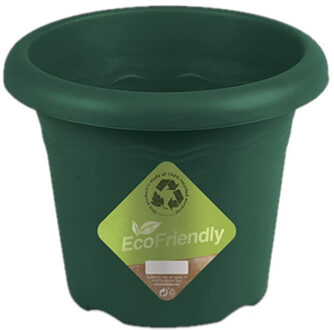 Hega hogar Donkergroene ronde plantenpot/bloempot kunststof diameter 18 cm - Plantenpotten