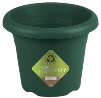 Hega hogar Donkergroene ronde plantenpot/bloempot kunststof diameter 20 cm - Plantenpotten