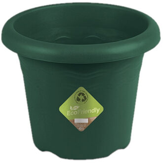 Hega hogar Donkergroene ronde plantenpot/bloempot kunststof diameter 35 cm - Plantenpotten