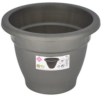 Hega hogar Grijze ronde plantenpot/bloempot kunststof diameter 16 cm