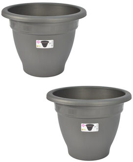 Hega hogar Grijze ronde plantenpot/bloempot kunststof diameter 50 cm