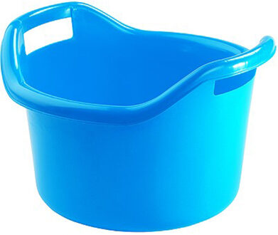 Hega hogar Grote teil/afwasbak/kuip - kunststof - rond - handvatten - 41 x 24 cm - 14 liter - blauw