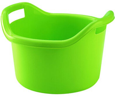 Hega hogar Grote teil/afwasbak/kuip - kunststof - rond - handvatten - 41 x 24 cm - 14 liter - groen