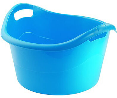 Hega hogar Grote teil/afwasbak/kuip - kunststof - rond - handvatten - 45 x 27 cm - 18 liter - blauw