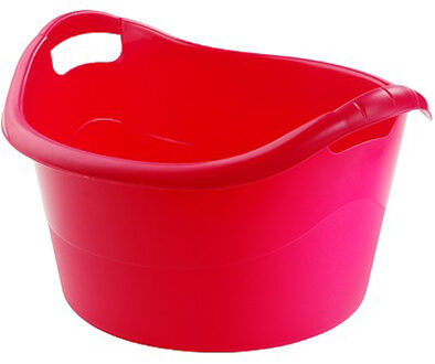 Hega hogar Grote teil/afwasbak/kuip - kunststof - rond - handvatten - 45 x 27 cm - 18 liter - rood