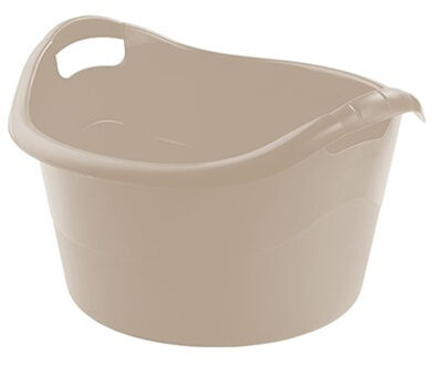 Hega hogar Grote teil/afwasbak/kuip - kunststof - rond - handvatten - 54 x 32 cm - 38 liter - beige