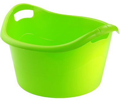Hega hogar Grote teil/afwasbak/kuip - kunststof - rond - handvatten - 54 x 32 cm - 38 liter - groen
