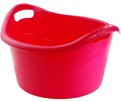 Hega hogar Grote teil/afwasbak/kuip - kunststof - rond - handvatten - 54 x 32 cm - 38 liter - rood