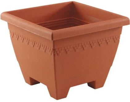 Hega hogar Hega Hoger Plantenbak/bloempot Lima - terracotta - vierkant - kunststof - 35x35x28 cm - planten pot - Plantenbakken Bruin