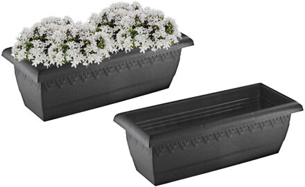 Hega hogar Hega Hoger Plantenbak Jardinera - 2x - anctraciet grijs - 50 cm