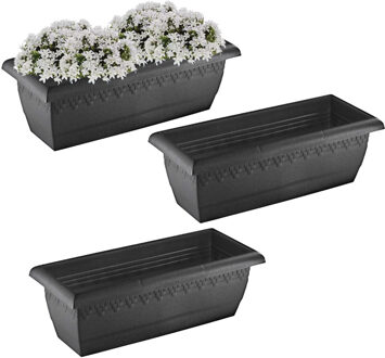 Hega hogar Hega Hoger Plantenbak Jardinera - 3x - anctraciet grijs - 50 cm