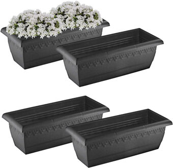 Hega hogar Hega Hoger Plantenbak Jardinera - 4x - anctraciet grijs - 50 cm