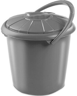 Hega hogar Hega Hoger Vuilnisbak - grijs - afvalbak met deksel - 14 liter