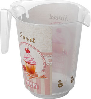 Hega hogar Keuken Bakery maatbeker/mengbeker - kunststof - roze - 1000 ml - schenktuit
