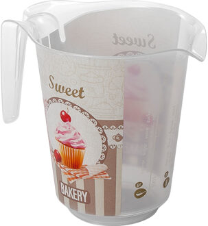 Hega hogar Keuken Bakery maatbeker/mengbeker - kunststof - taupe - 1000 ml - schenktuit