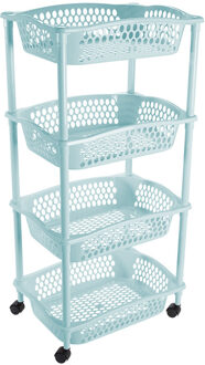 Hega hogar Keuken opberg trolley - 4 manden - licht blauw - 86 x 41 cm - roltafel
