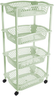 Hega hogar Keuken opberg trolley - 4 manden - mintgroen - 86 x 41 cm - roltafel