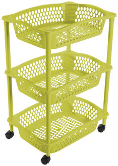 Hega hogar Keuken opberg trolleys/roltafels met 3 manden 62 cm groen - Opberg trolley