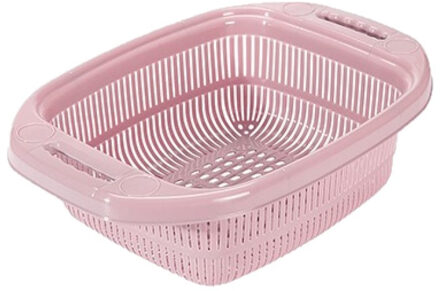 Hega hogar keuken vergiet / zeef - 39 x 27 x 12 cm - kunststof - met rand - Roze