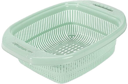 Hega hogar Kunststof keuken vergiet/zeef in het Mintgroen 39 x 27 x 12 cm met rand