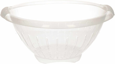 Hega hogar Kunststof keuken vergiet/zeef in het wit 30 x 14 cm met rand - Vergieten