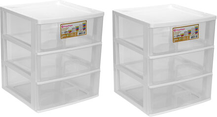 Hega hogar Ladeblokje - 2x lades - wit - kunststof - 38 x 38 x 44 cm - ladekastje