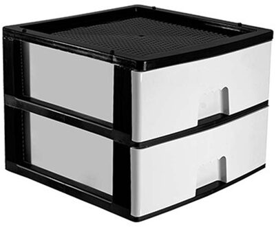 Hega hogar Ladeblokje/bureau organizer 2x grote lades - antraciet/wit - L38 x B38 x H30 cm - kunststof