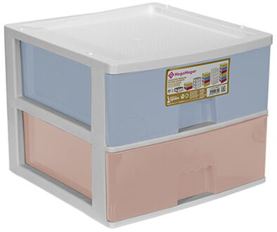 Hega hogar Ladeblokje/bureau organizer 2x grote lades - multi kleuren - L38 x B38 x H30 cm - kunststof
