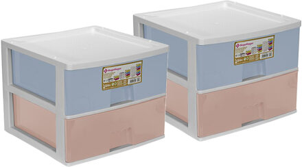 Hega hogar Ladeblokje/bureau organizer 2x grote lades - multi kleuren - L38 x B38 x H30 cm - kunststof