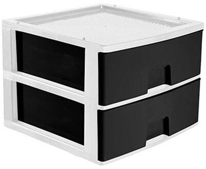 Hega hogar Ladeblokje/bureau organizer 2x grote lades - wit/antraciet - L38 x B38 x H30 cm - kunststof