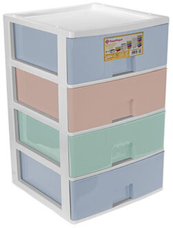 Hega hogar Ladeblokje/bureau organizer 4x grote lades - multi kleuren - L38 x B38 x H58 cm - kunststof
