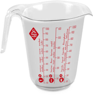Hega hogar Maatbeker met schenktuit - 1L - kunststof - met maat