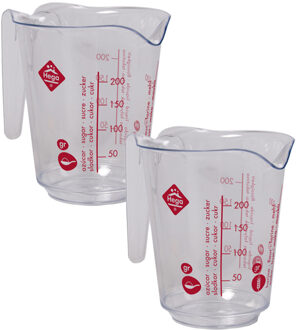 Hega hogar Maatbeker met schenktuit - 2x - 0,2L - kunststof - met maat