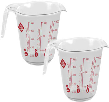 Hega hogar Maatbeker met schenktuit - 2x - 0,5L - kunststof - met maat
