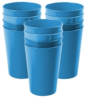 Hega hogar Onbreekbare drinkglazen - 12x stuks - kunststof - blauw - 300 ml - camping/kinderen - Drinkglazen