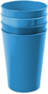 Hega hogar Onbreekbare drinkglazen - 4x stuks - kunststof - blauw - 300 ml - camping/kinderen - Drinkglazen