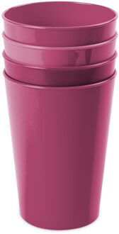 Hega hogar Onbreekbare drinkglazen - 4x stuks - kunststof - fuchsia roze - 300 ml - camping/kinderen - Drinkglazen