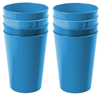 Hega hogar Onbreekbare drinkglazen - 8x stuks - kunststof - blauw - 300 ml - camping/kinderen - Drinkglazen