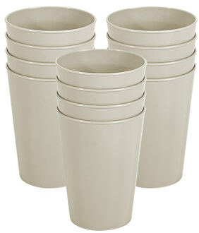 Hega hogar Onbreekbare drinkglazen - set 12x stuks - kunststof - beige - 300 ml - camping/outdoor/kinderen