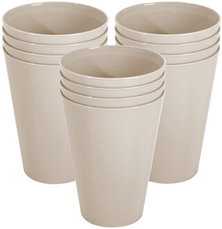 Hega hogar Onbreekbare drinkglazen - set 12x stuks - kunststof - beige - 430 ml - camping/outdoor/kinderen